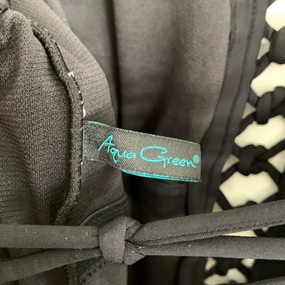 AQUA GREEN Lace Up One Piece Swimsuit in Black - Picture 12 of 13